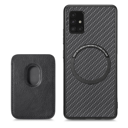 For Samsung Galaxy A51 5G Carbon Fiber Leather Card Magsafe Magnetic Phone Case(Black) - Galaxy Phone Cases by buy2fix | Online Shopping UK | buy2fix