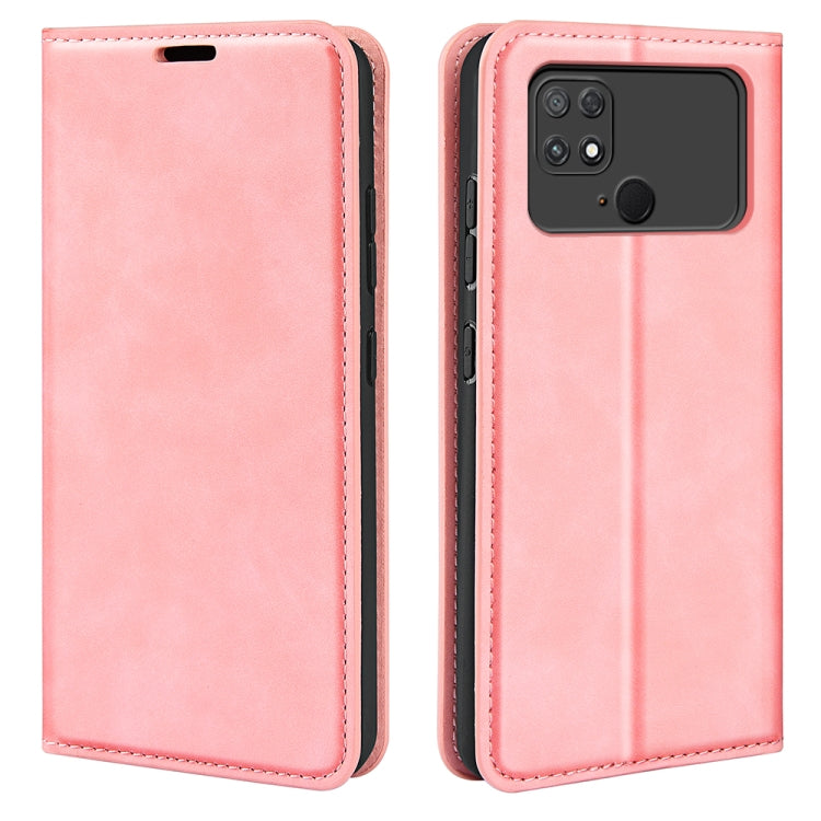 For Xiaomi Poco C40 Retro-skin Magnetic Suction Leather Phone Case(Pink) - Xiaomi Cases by buy2fix | Online Shopping UK | buy2fix