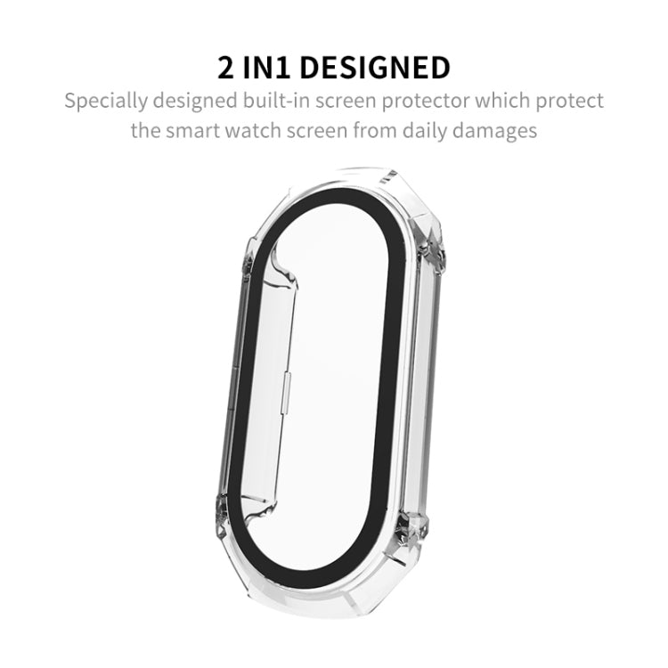 For Xiaomi Mi Band 8 ENKAY Hat-Prince Full Coverage PC Frame + Tempered Glass Film Watch Case(Pink) - Watch Cases by ENKAY | Online Shopping UK | buy2fix