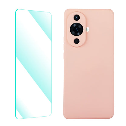 For Huawei Nova 11 ENKAY Liquid Silicone Phone Case with Tempered Glass Film(Pink) - Huawei Cases by ENKAY | Online Shopping UK | buy2fix