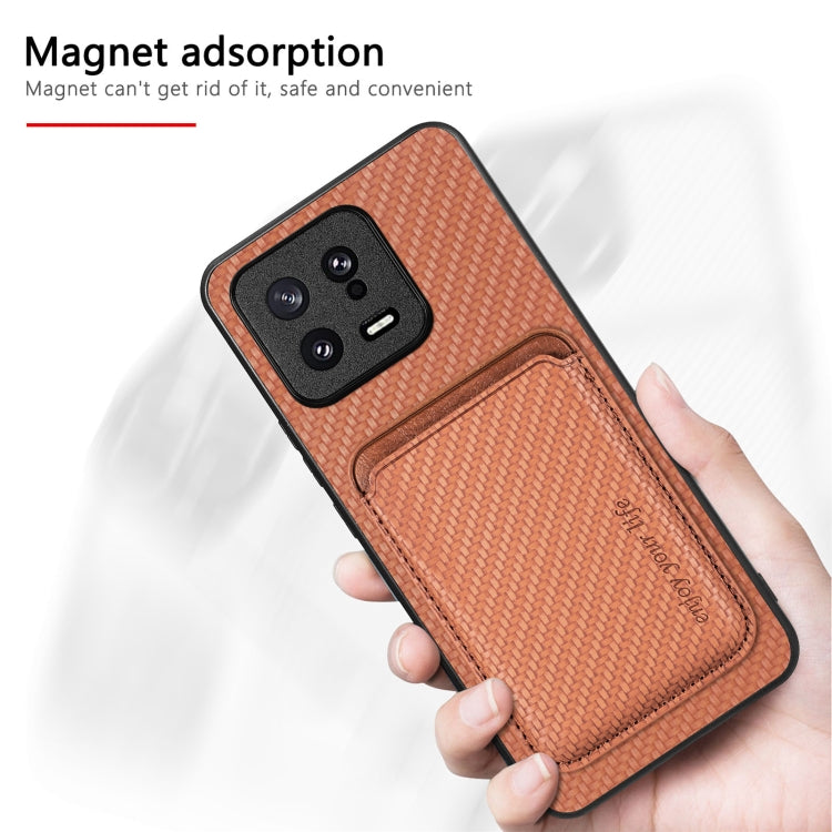 For Redmi Note 11T Pro 5G Carbon Fiber Leather Card Magsafe Phone Case(Black) - Xiaomi Cases by buy2fix | Online Shopping UK | buy2fix