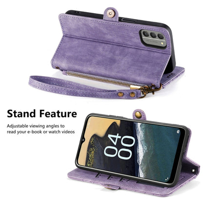 For Nokia G400 Geometric Zipper Wallet Side Buckle Leather Phone Case(Purple) - Nokia Cases by buy2fix | Online Shopping UK | buy2fix