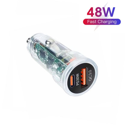 P35 48W PD30W+QC3.0 18W USB Transparent Car Quick Charge(Transparent) - Car Charger by buy2fix | Online Shopping UK | buy2fix