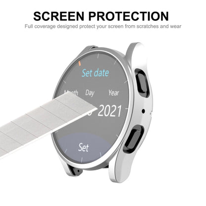 For Samsung Galaxy Watch6 44mm ENKAY Hat-Prince Full Coverage Electroplated Soft TPU Case with Screen Protection(Silver) - Watch Cases by ENKAY | Online Shopping UK | buy2fix