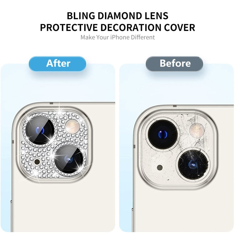 For iPhone 15 / 15 Plus ENKAY Hat-Prince Blink Diamond Camera Lens Aluminium Alloy + Tempered Glass Full Coverage Protector(Colorful) - iPhone 15 Tempered Glass by ENKAY | Online Shopping UK | buy2fix