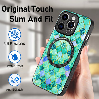 For iPhone 15 Pro Max Colored Drawing Leather Back Phone Case(Emerald) - iPhone 15 Pro Max Cases by buy2fix | Online Shopping UK | buy2fix