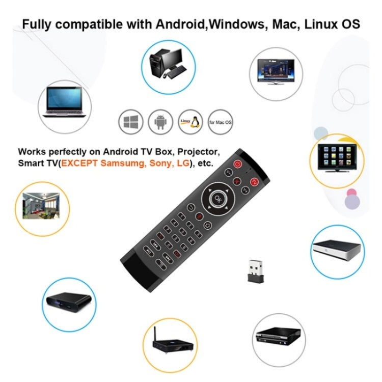 T1-PRO-TV With Microphone Android TV Box 2-Key IR Function Air Mouse Smart Remote Control - TV by buy2fix | Online Shopping UK | buy2fix