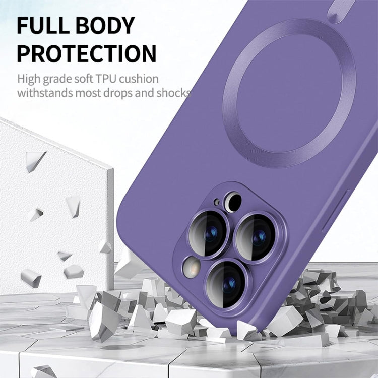 For iPhone 15 ENKAY MagSafe Matte TPU Phone Case with Lens Film(Purple) - iPhone 15 Cases by ENKAY | Online Shopping UK | buy2fix