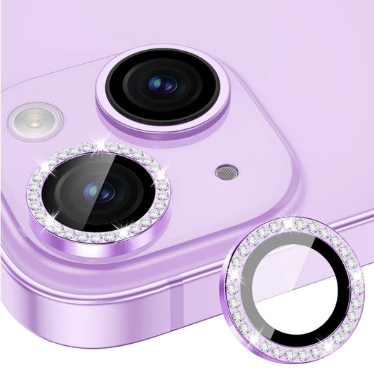 For iPhone 14 / 14 Plus ENKAY AR Anti-reflection Individual Diamond Ring Camera Lens Glass Full Film(Light Purple) - iPhone 14 Tempered Glass by ENKAY | Online Shopping UK | buy2fix