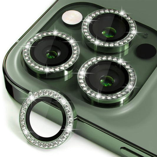 For iPhone 14 Pro / 14 Pro Max ENKAY AR Anti-reflection Individual Diamond Ring Camera Lens Glass Full Film(Deep Green) - iPhone 14 Pro Tempered Glass by ENKAY | Online Shopping UK | buy2fix