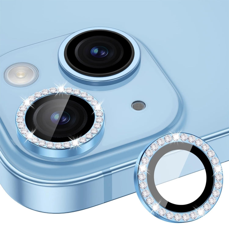 For iPhone 13 / 13 mini ENKAY AR Anti-reflection Individual Diamond Ring Camera Lens Glass Full Film(Sierra Blue) - iPhone 13 Tempered Glass by ENKAY | Online Shopping UK | buy2fix