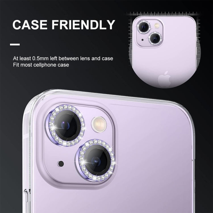 For iPhone 13 / 13 mini ENKAY AR Anti-reflection Individual Diamond Ring Camera Lens Glass Full Film(Light Purple) - iPhone 13 Tempered Glass by ENKAY | Online Shopping UK | buy2fix