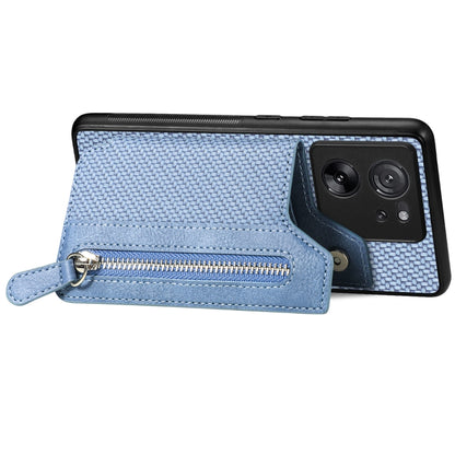 For Xiaomi 13T / 13T Pro Carbon Fiber Flip Zipper Wallet Phone Case(Blue) - Xiaomi Cases by buy2fix | Online Shopping UK | buy2fix