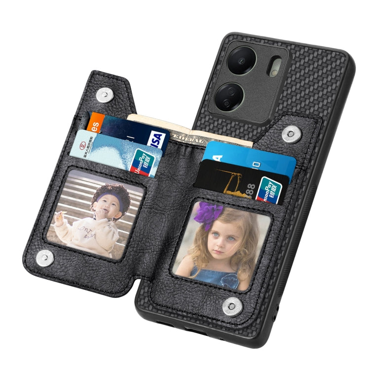 For Xiaomi  Redmi 13C Carbon Fiber Flip Zipper Wallet Phone Case(Black) - 13C Cases by buy2fix | Online Shopping UK | buy2fix