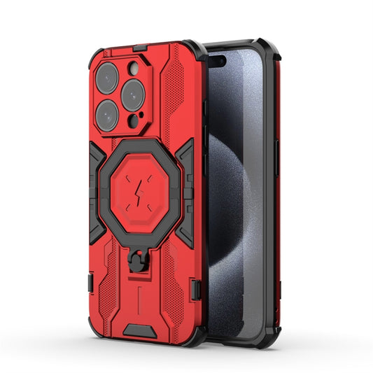 For iPhone 15 Pro MagSafe Supersonic Armor Holder PC Hybrid TPU Phone Case(Red) - iPhone 15 Pro Cases by buy2fix | Online Shopping UK | buy2fix