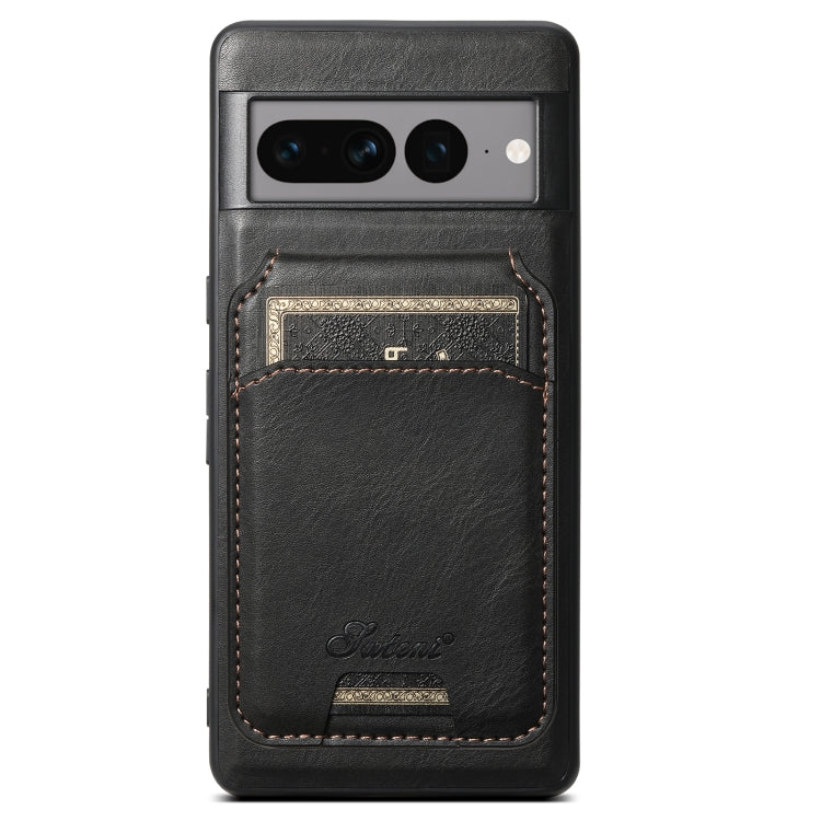 For Google Pixel 8a Suteni H15 Oil Eax Leather Detachable Wallet Back Phone Case(Black) - Google Cases by Suteni | Online Shopping UK | buy2fix