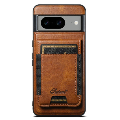 For Google Pixel 8 Suteni H17 Oil Eax Leather Detachable Wallet Phone Case(Brown) - Google Cases by Suteni | Online Shopping UK | buy2fix