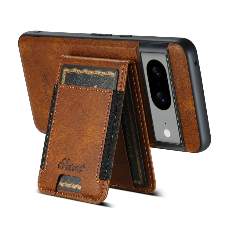 For Google Pixel 8 Suteni H17 Oil Eax Leather Detachable Wallet Phone Case(Brown) - Google Cases by Suteni | Online Shopping UK | buy2fix