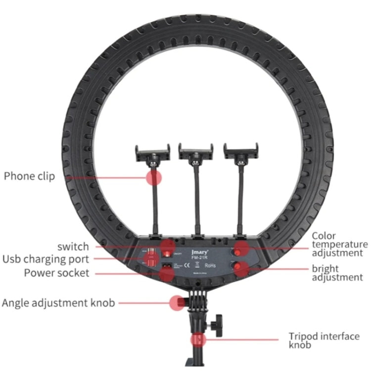 JMARY FM-21R With Remote Control Phone Clip 21-inch Dimmable LED Ring Light(EU Plug) -  by Jmary | Online Shopping UK | buy2fix