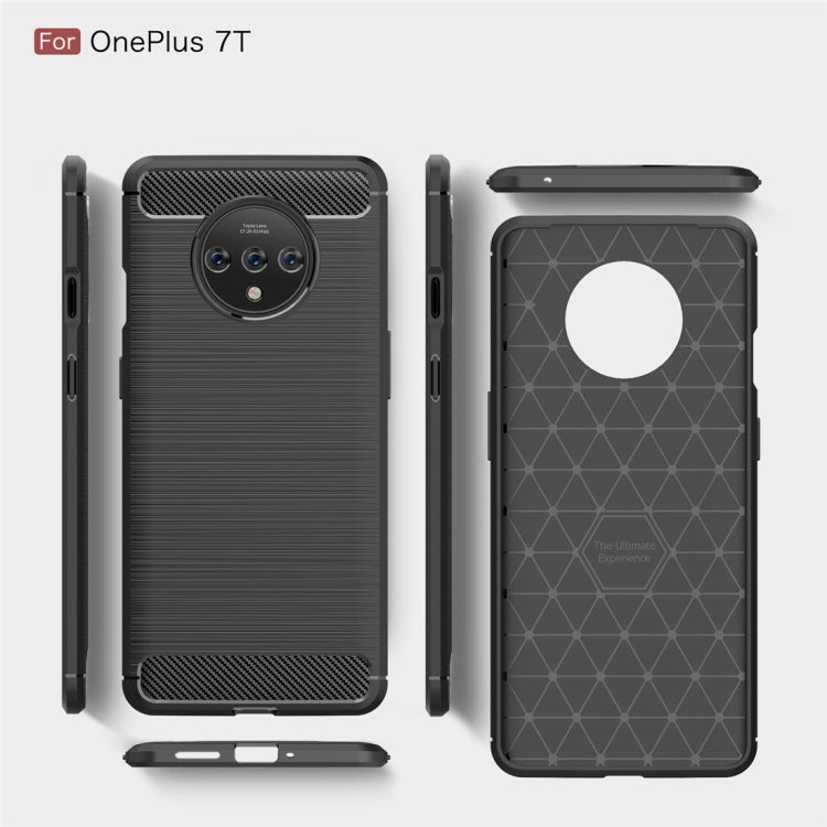 For Oneplus 7T Brushed Texture Carbon Fiber TPU Case(Black) - OnePlus Cases by buy2fix | Online Shopping UK | buy2fix