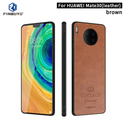 For Huawei Mate 30 5G (Leather) PINWUYO Pin Rui Series Classical Leather PC + TPU + PU Leather Waterproof Anti-fall All-inclusive Protective Case(Brown) - Huawei Cases by PINWUYO | Online Shopping UK | buy2fix