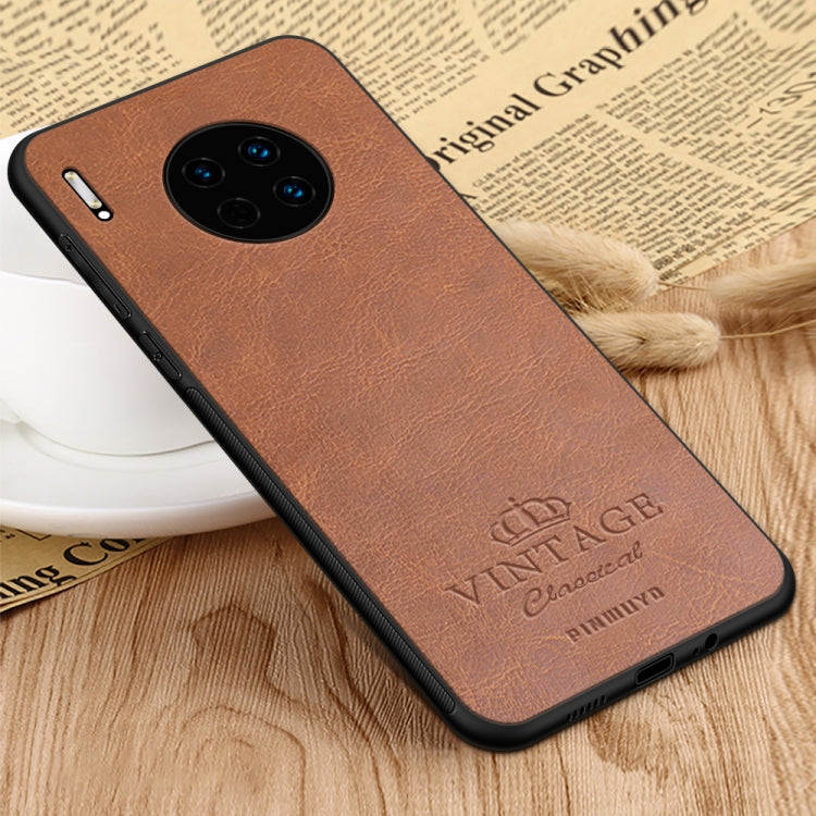 For Huawei Mate 30 5G (Leather) PINWUYO Pin Rui Series Classical Leather PC + TPU + PU Leather Waterproof Anti-fall All-inclusive Protective Case(Brown) - Huawei Cases by PINWUYO | Online Shopping UK | buy2fix