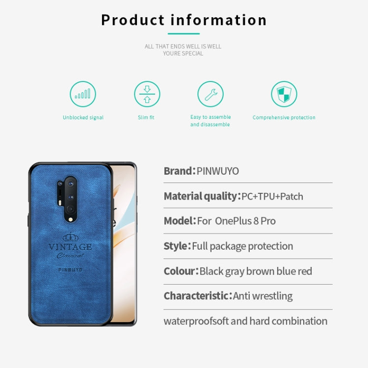 For Oneplus 8 Pro PINWUYO Zun Series PC + TPU + Skin Waterproof And Anti-fall All-inclusive Protective Shell(Blue) - OnePlus Cases by PINWUYO | Online Shopping UK | buy2fix