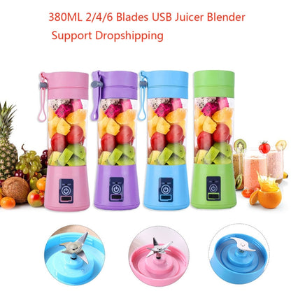 USB Rechargeable Electric Automatic Vegetable Fruit Citrus Orange Juice Maker Cup Mixer Bottle (380ML)(4 Blades Purple) - Home & Garden by buy2fix | Online Shopping UK | buy2fix