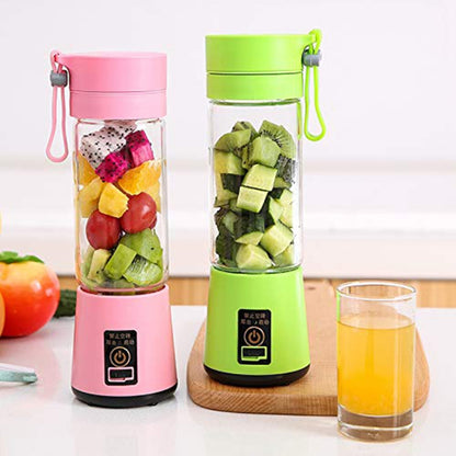 USB Rechargeable Electric Automatic Vegetable Fruit Citrus Orange Juice Maker Cup Mixer Bottle (380ML 2 Blender)(2 Blades  Blue) - Home & Garden by buy2fix | Online Shopping UK | buy2fix