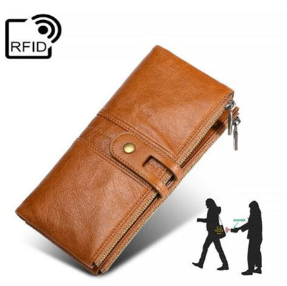 Ladies Genuine Leather Long Wallet Anti-theft Card Bag Multifunctional Clutch Bag(Black) - Home & Garden by buy2fix | Online Shopping UK | buy2fix