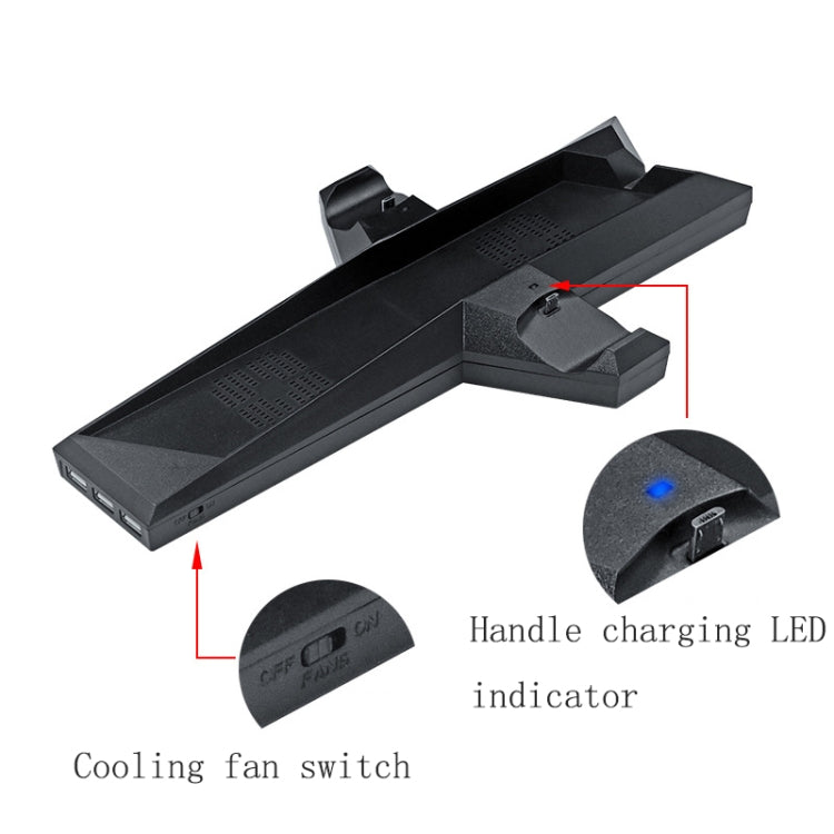 Game Console Radiator And Dual Handle Charging Base For PS4 / PS4 Slim(Black) - Holder by buy2fix | Online Shopping UK | buy2fix