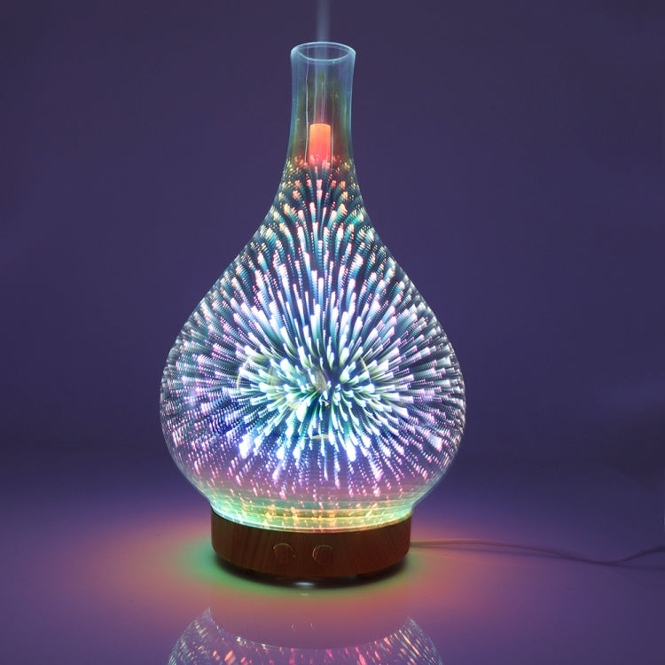 STB-XB10 3D Fireworks 7 Colors LED Night Light Air Humidifier Aroma Essential Oil Diffuser Mist Maker, Plug Type:AU Plug(Dark Wood Grain) - Home & Garden by buy2fix | Online Shopping UK | buy2fix