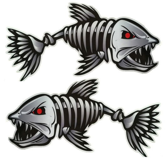 10 PCS Horror Skeleton Shark Fishing Daren Cover Scratch Reflective Waterproof Personality Body Sticker 30*15cm - Decorative Sticker by buy2fix | Online Shopping UK | buy2fix