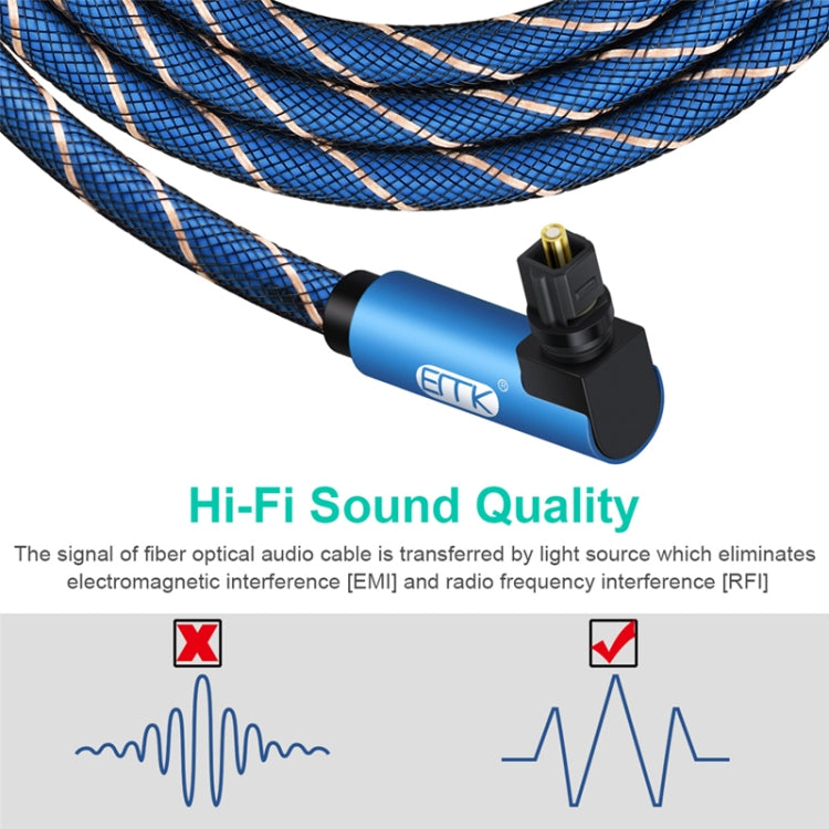 EMK 90 Degree Swivel Adjustable Right Angled 360 Degrees Rotatable Plug Nylon Woven Mesh Optical Audio Cable, Cable Length:8m(Blue) - Audio Optical Cables by EMK | Online Shopping UK | buy2fix