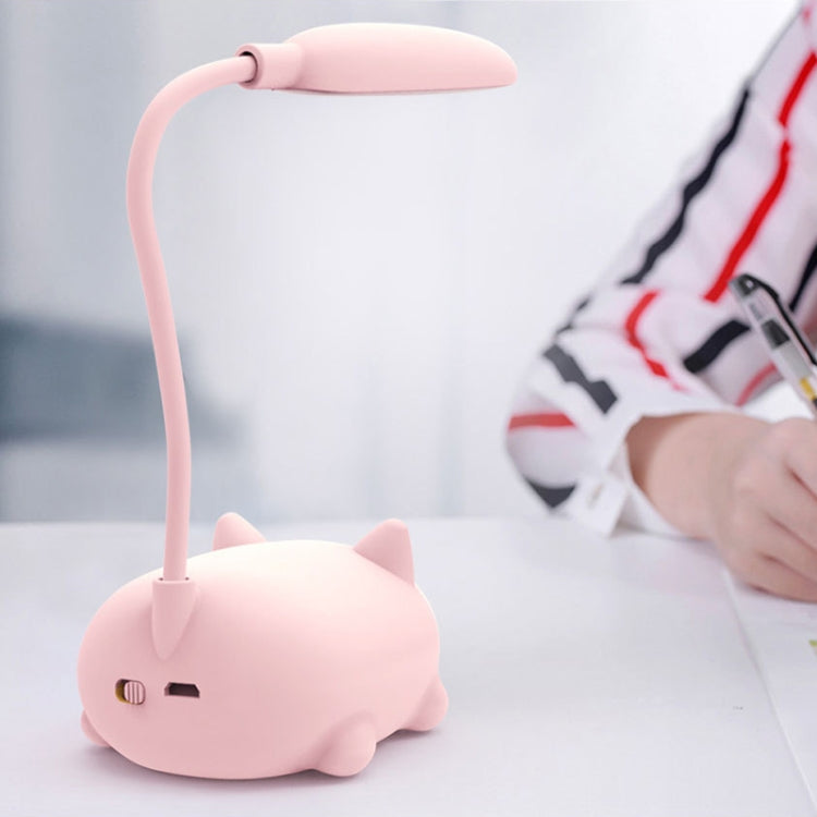 Cartoon Cat Design LED Eye Protection Reading Lamp USB Rechargeable Desk Lamp(White) -  by buy2fix | Online Shopping UK | buy2fix