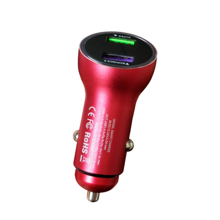 QIAKEY QK506L Dual Ports Fast Charge Car Charger(Red) - Car Charger by QIAKEY | Online Shopping UK | buy2fix