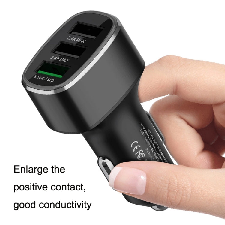 QIAKEY GT780 3 USB Ports Fast Charge Car Charger(Black) - Car Charger by QIAKEY | Online Shopping UK | buy2fix