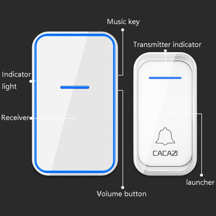 CACAZI A68-2 One to Two Wireless Remote Control Electronic Doorbell Home Smart Digital Wireless Doorbell, Style:UK Plug(Black) - Security by CACAZI | Online Shopping UK | buy2fix