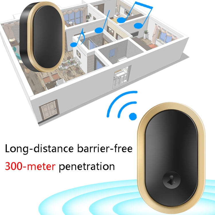 CACAZI A99 Home Smart Remote Control Doorbell Elderly Pager, Style:EU Plug(Black Gold) - Security by CACAZI | Online Shopping UK | buy2fix