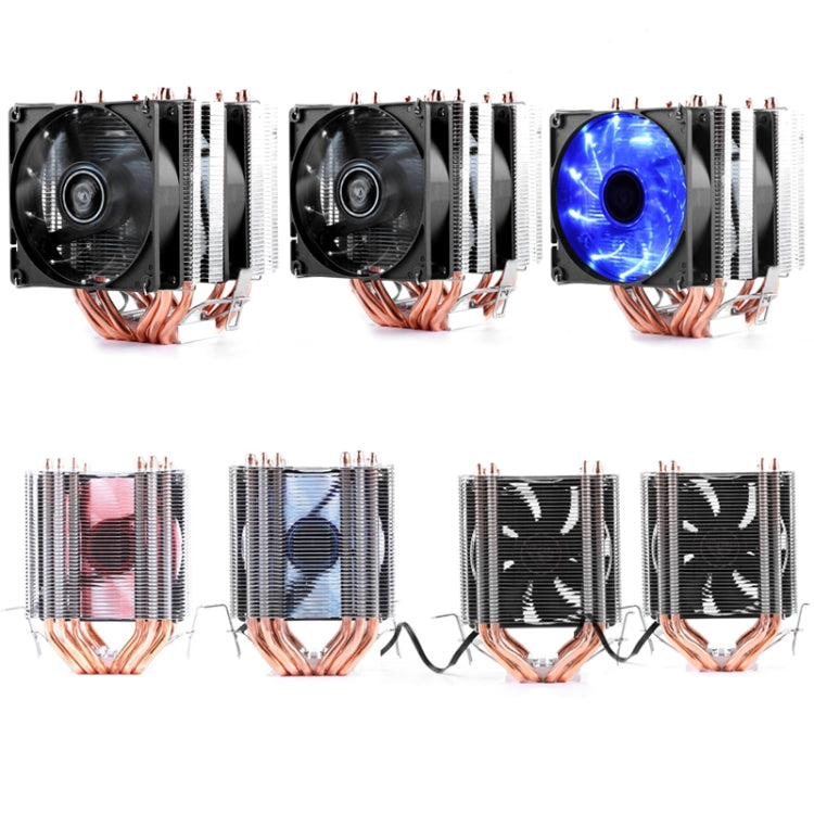 Desktop Computer 6 Copper Tube CPU Radiator Super Quiet Blue Light 3-pin Single Fan - Fan Cooling by buy2fix | Online Shopping UK | buy2fix