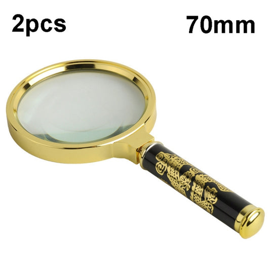 2pcs Elderly Reading Books Handheld Magnifier, Diameter:70mm(Removable Handle) - Consumer Electronics by buy2fix | Online Shopping UK | buy2fix