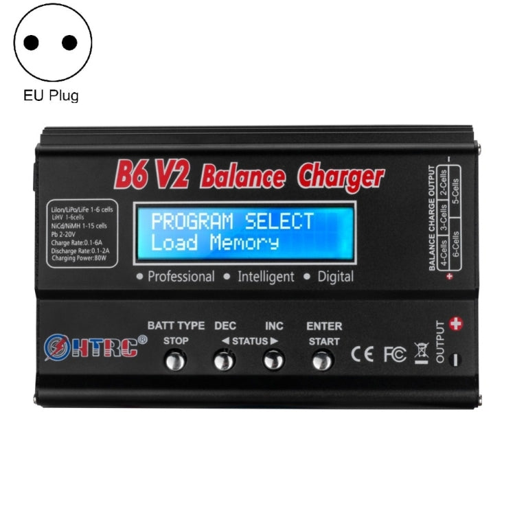 HTRC B6 V2 Balance Charger Intelligent Model Airplane Lithium Battery Charger, EU Plug - Charger by HTRC | Online Shopping UK | buy2fix