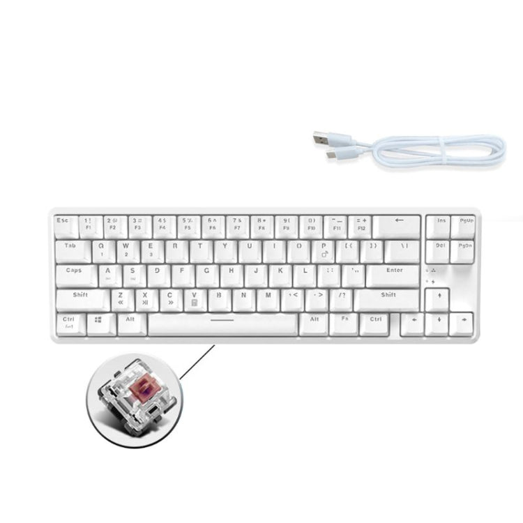 Ajazz K680T Mini USB Wired Dual-mode Charging 68-keys Laptop Bluetooth Mechanical Keyboard, Cable Length: 1.6m, Style:Tea Shaft(White) - Wired Keyboard by Ajazz | Online Shopping UK | buy2fix