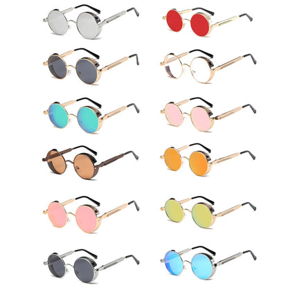 Metal Round Frame Steampunk Retro Sunglasses for Men Women(4) - Outdoor & Sports by buy2fix | Online Shopping UK | buy2fix