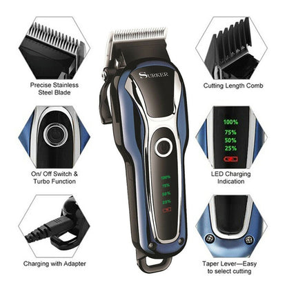 Surker SK-803 High-power LCD Hair Clipper Plug-in Dual-use Electric Clippers(Blue) - Hair Trimmer by buy2fix | Online Shopping UK | buy2fix