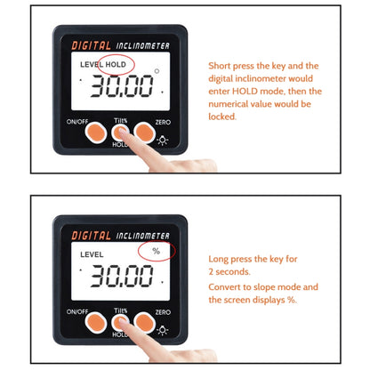 IP54 Precision Electronic Digital Display Inclinometer 4 x 90 Degree Protractor Angle Box - Consumer Electronics by buy2fix | Online Shopping UK | buy2fix