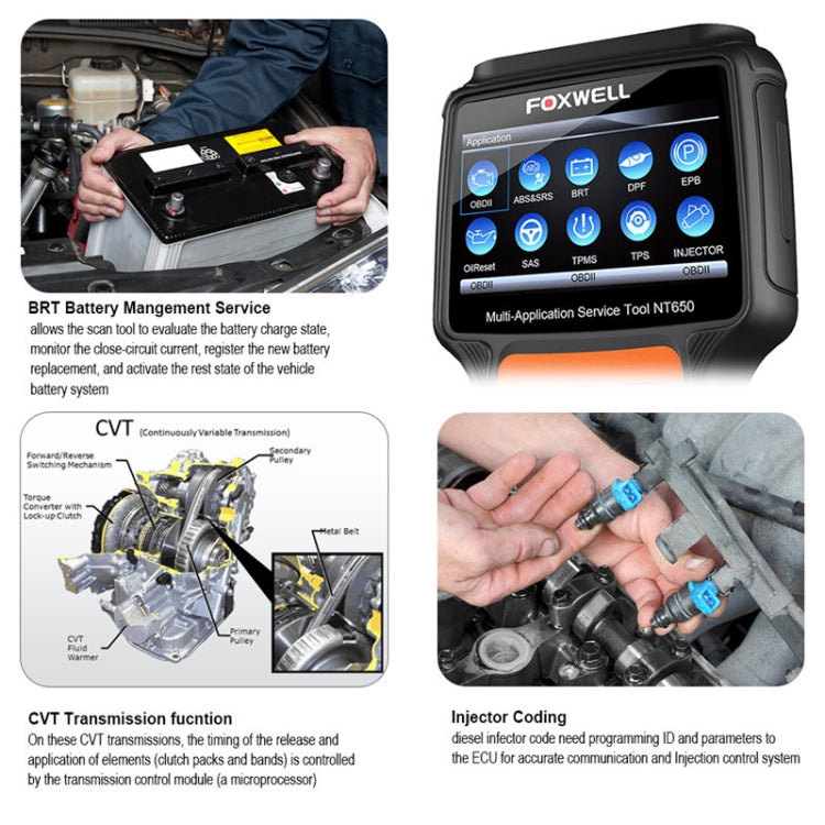 FOXWELL NT650 Elite OBD2 ABS SRS Airbag SAS Scanner Car Diagnostic Tool Auto Scanner(Black) - In Car by buy2fix | Online Shopping UK | buy2fix