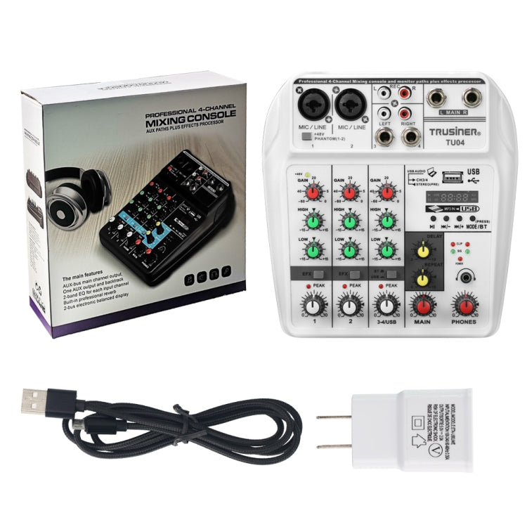 TU04 BT Sound Mixing Console Record 48V Phantom Power Monitor AUX Paths Plus Effects 4 Channels Audio Mixer with USB(Black) - Live Sound Effects Processors by buy2fix | Online Shopping UK | buy2fix