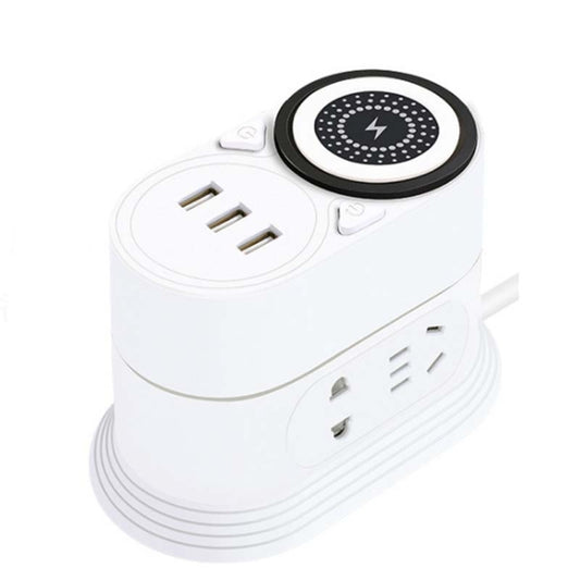 Mobile Phone Wireless Charging Socket Creative Smart USB Power Strip Multi-Function Desktop Vertical Power Strip, CN Plug, Specification: 0.8 Meters, Style:2 Layer(White) - Consumer Electronics by buy2fix | Online Shopping UK | buy2fix