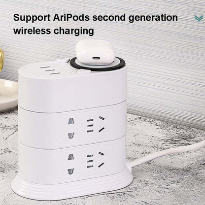 Mobile Phone Wireless Charging Socket Creative Smart USB Power Strip Multi-Function Desktop Vertical Power Strip, CN Plug, Specification: 3 Meters, Style:3 Layer(White) - Consumer Electronics by buy2fix | Online Shopping UK | buy2fix